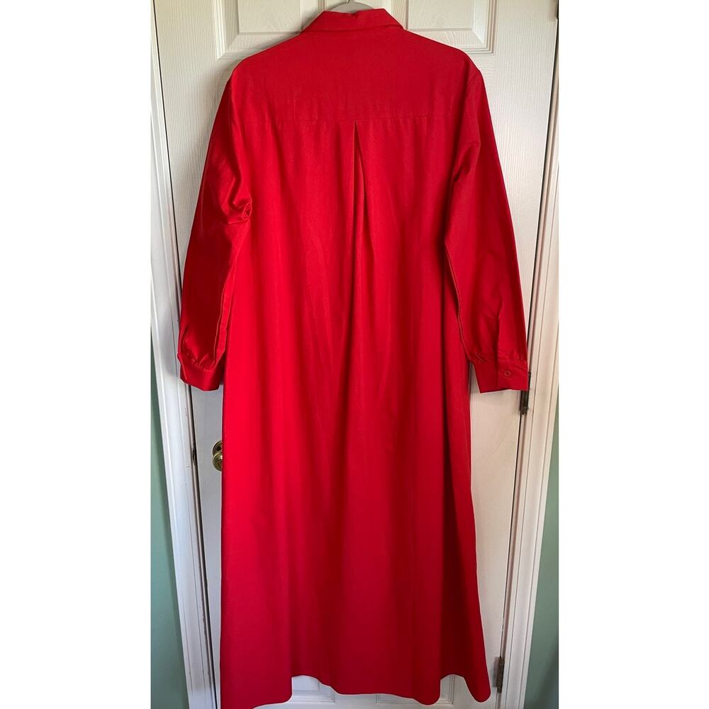 Stylewe Maxi Shirtdress Size M NWT Red Long Sleeve Relaxed Fit Cotton Lagenlook - Picture 2 of 9